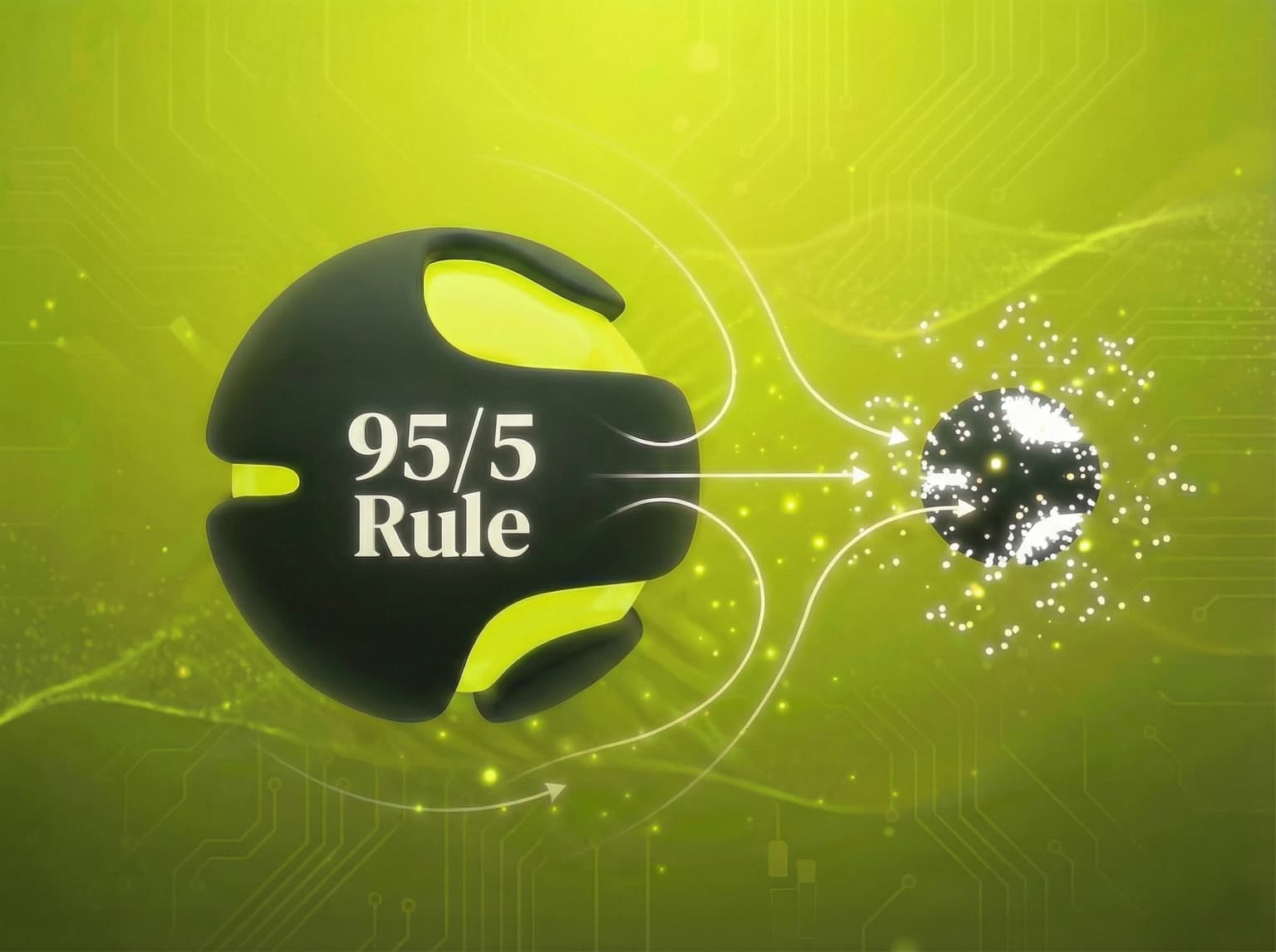 The 95/5 Law marketing law: Most buyers aren't buying right now. - Visual illustration showing key concepts and examples