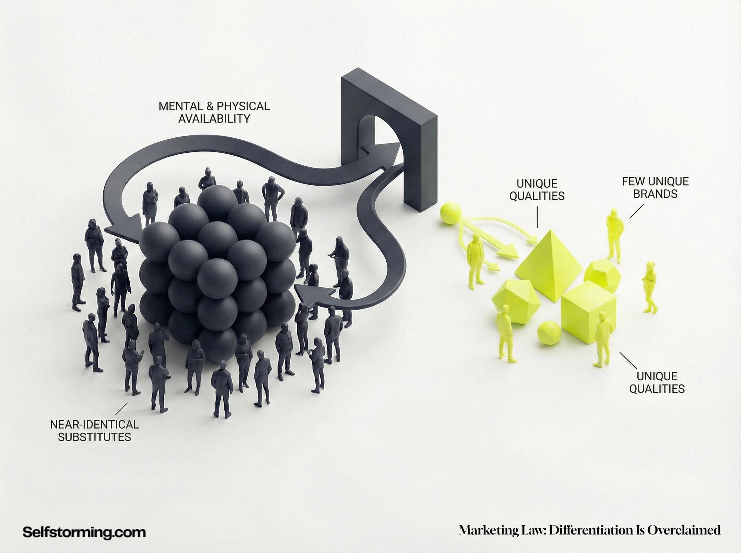 Differentiation Is Overclaimed mechanism diagram - How Differentiation Is Overclaimed works in consumer behavior and marketing strategy