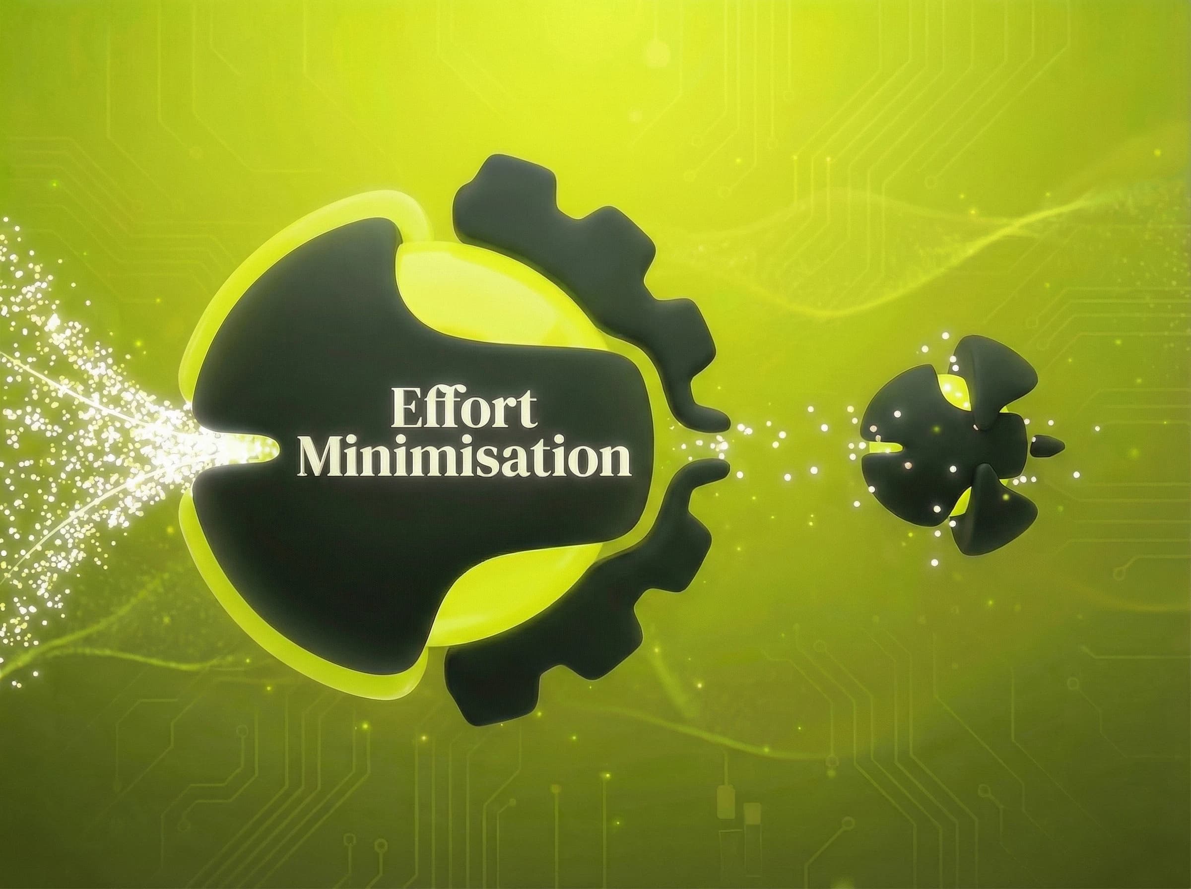 Effort Minimisation marketing law: People choose the path of least effort. - Visual illustration showing key concepts and examples