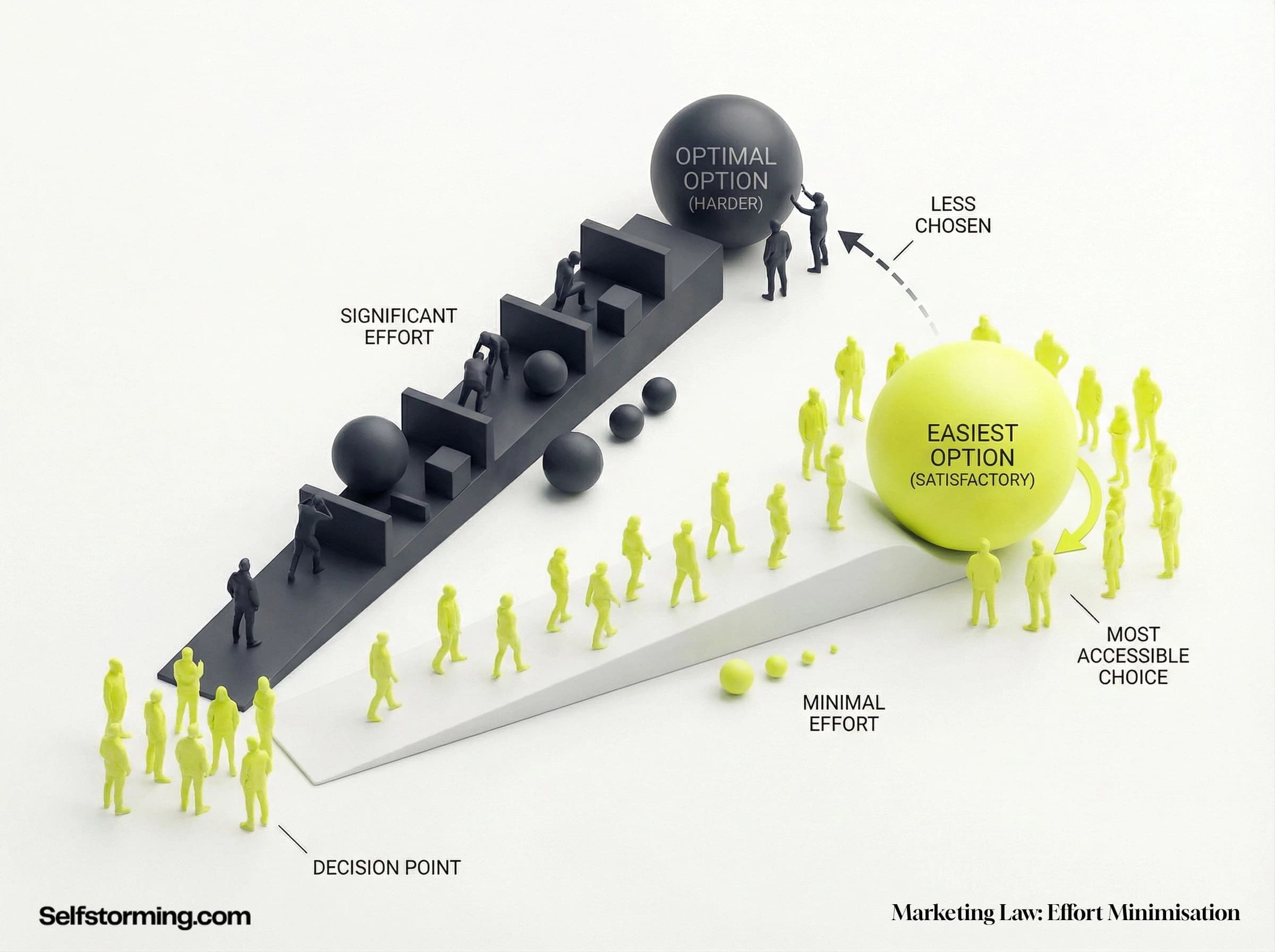 Effort Minimisation mechanism diagram - How Effort Minimisation works in consumer behavior and marketing strategy