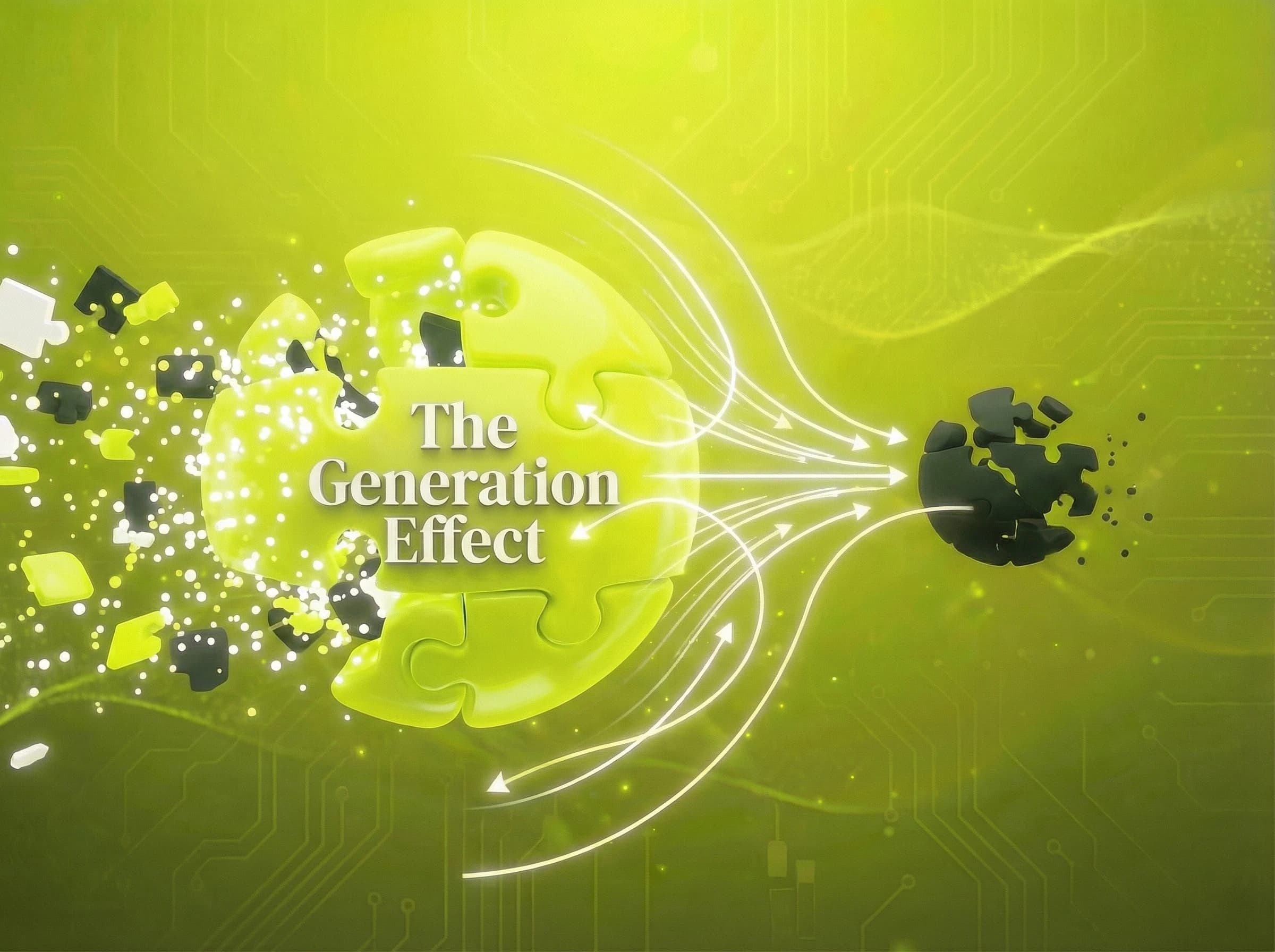 The Generation Effect marketing law: Participation builds better memory. - Visual illustration showing key concepts and examples