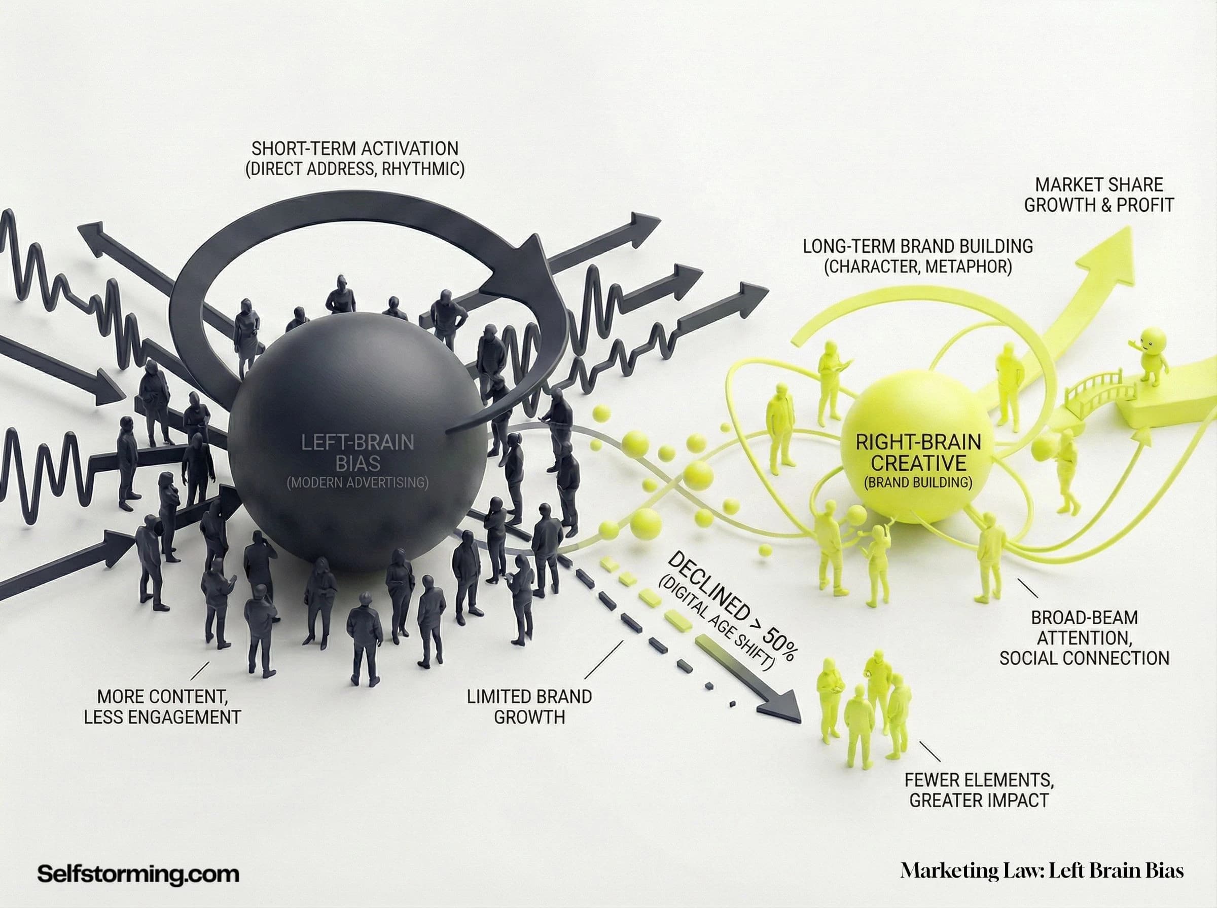 Left-Brain Bias in Modern Advertising mechanism diagram - How Left-Brain Bias in Modern Advertising works in consumer behavior and marketing strategy