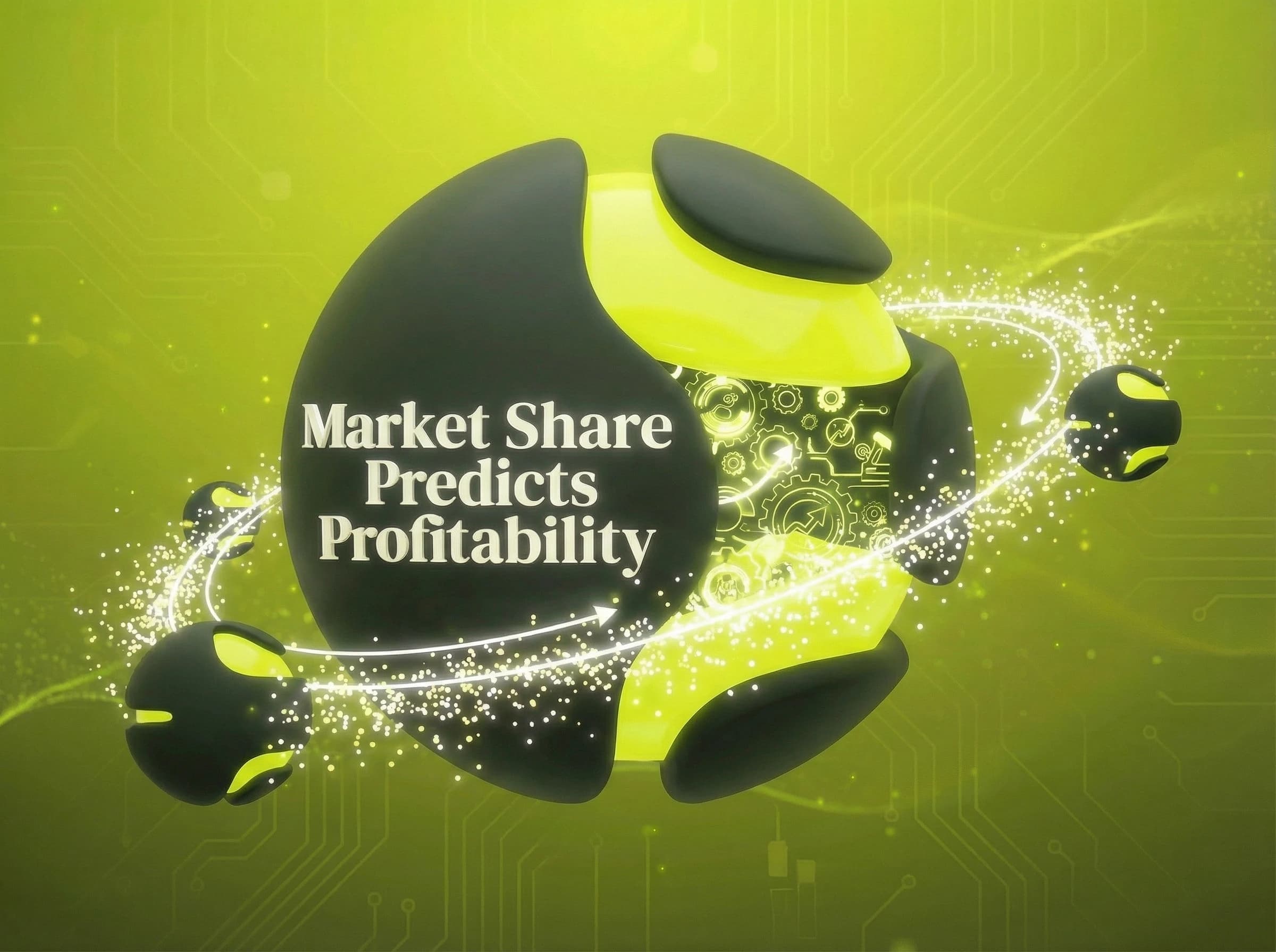 Market Share Predicts Profitability marketing law: Niche is nice, but scale pays bills. - Visual illustration showing key concepts and examples