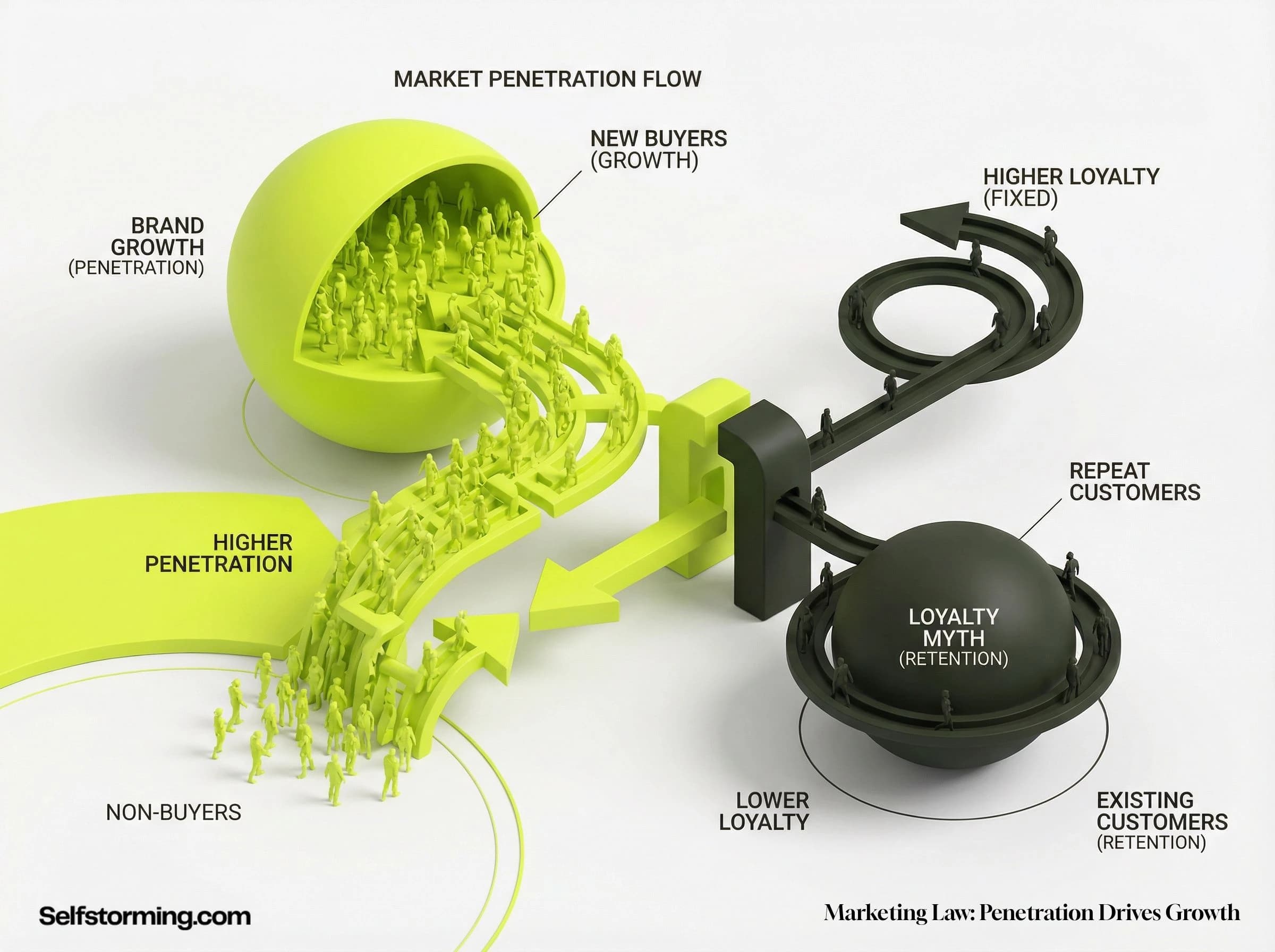 Penetration Drives Growth mechanism diagram - How Penetration Drives Growth works in consumer behavior and marketing strategy