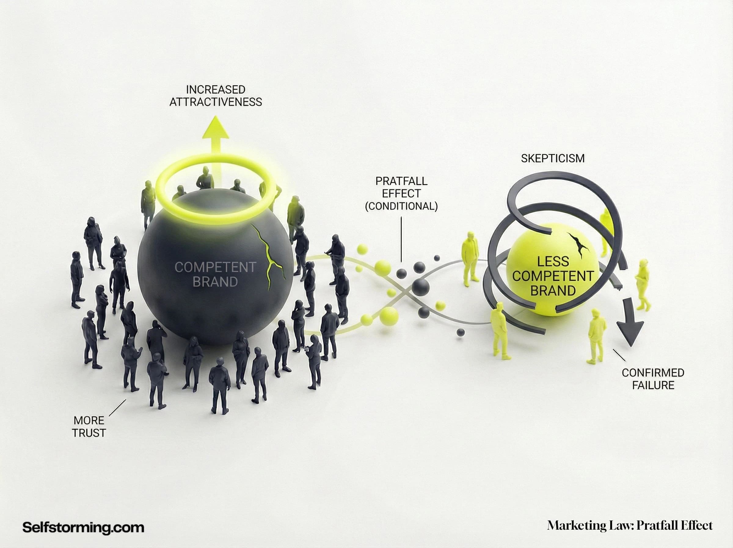Pratfall Effect mechanism diagram - How Pratfall Effect works in consumer behavior and marketing strategy