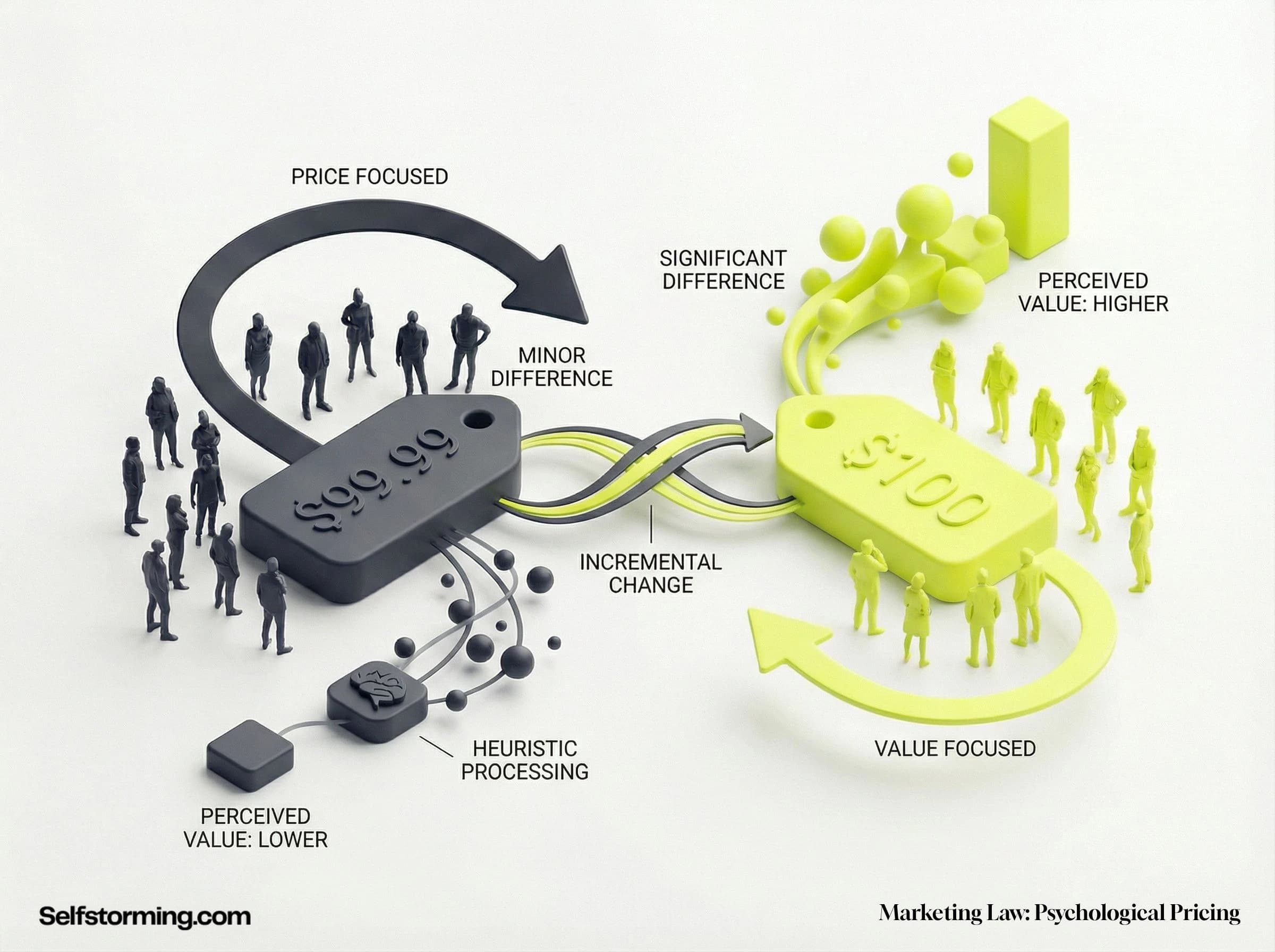 Psychological Pricing mechanism diagram - How Psychological Pricing works in consumer behavior and marketing strategy
