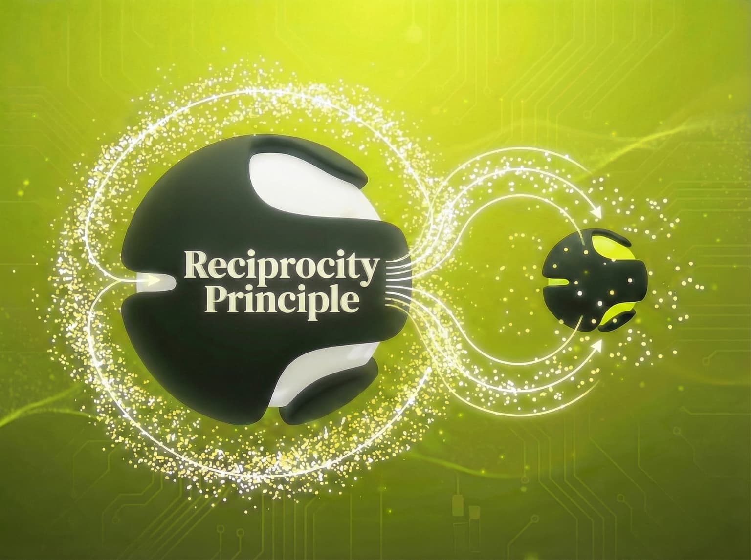 The Reciprocity Law marketing law: Give something to get something back. - Visual illustration showing key concepts and examples