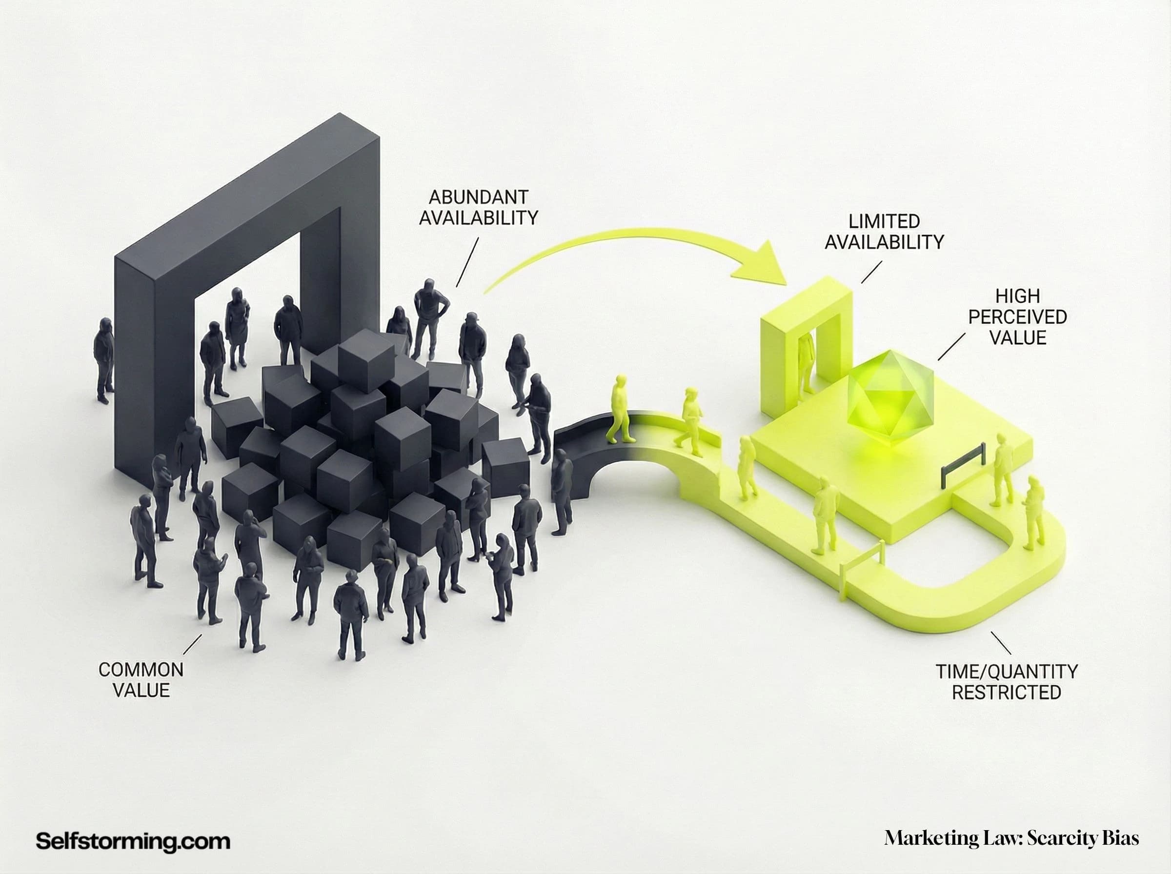 Scarcity Bias mechanism diagram - How Scarcity Bias works in consumer behavior and marketing strategy