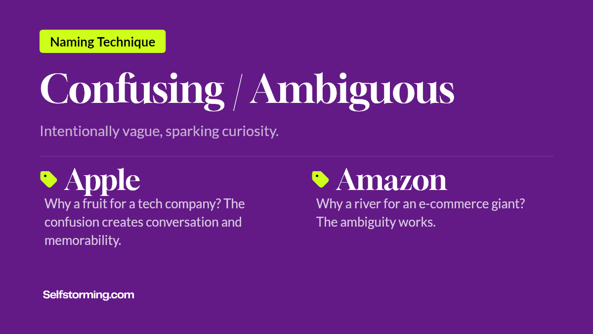 Confusing / Ambiguous - Brand naming technique with examples