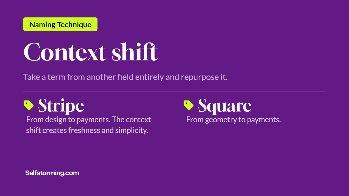 Context shift - Brand naming technique with examples