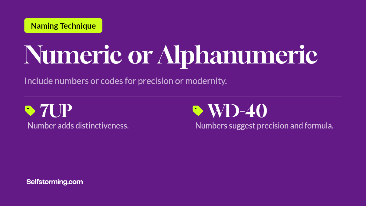 Numeric or Alphanumeric - Brand naming technique with examples