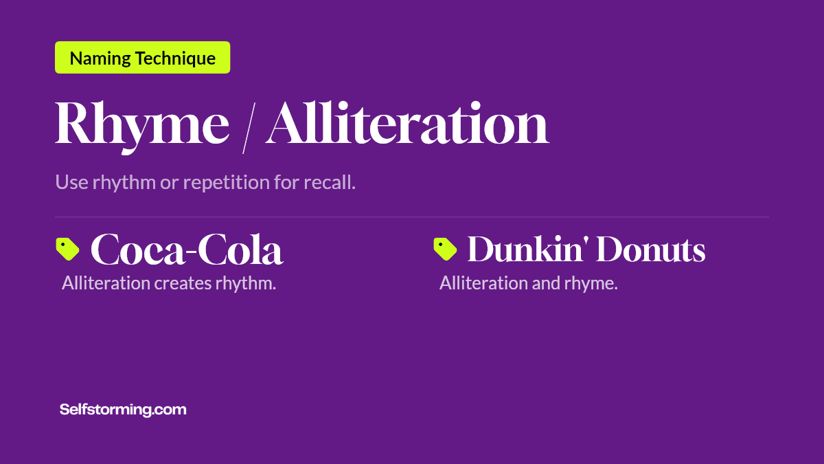 Rhyme / Alliteration - Brand naming technique with examples