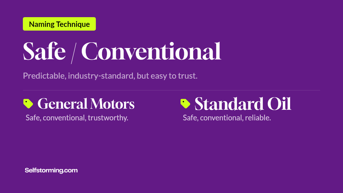 Safe / Conventional - Brand naming technique with examples