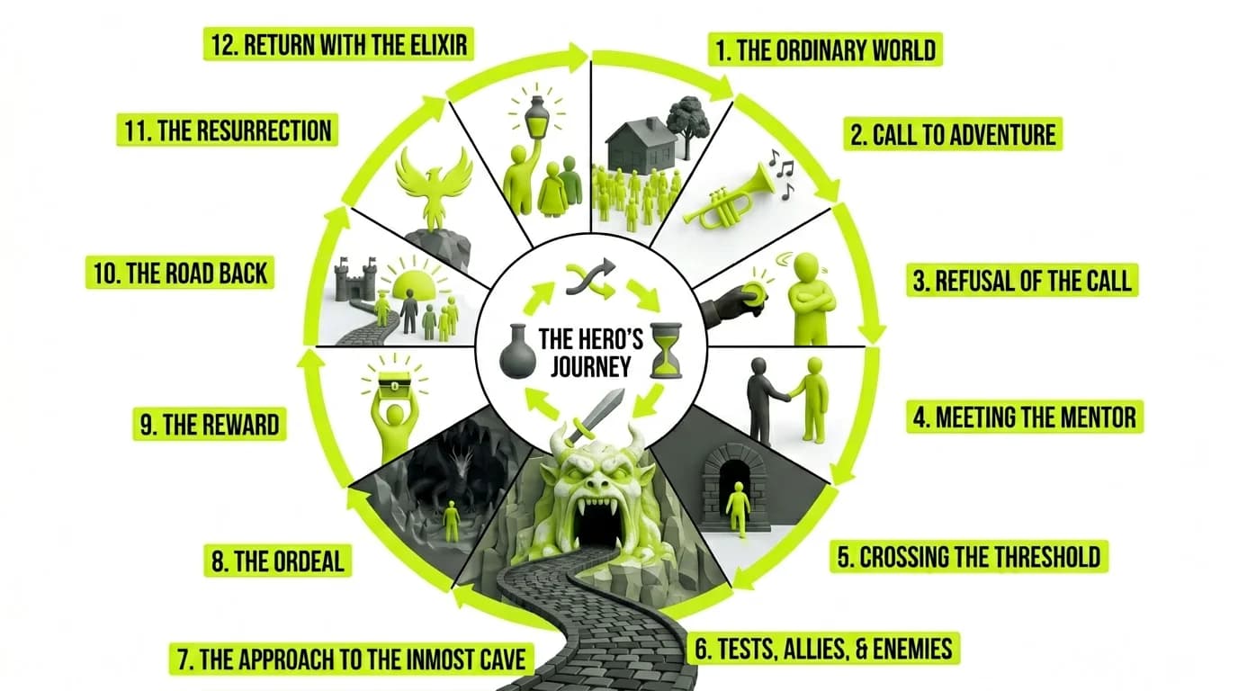 Hero's Journey - Framework mechanics flowchart