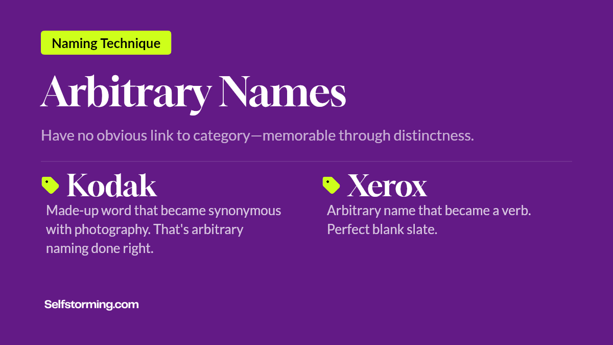 Arbitrary Names - Brand naming technique with examples