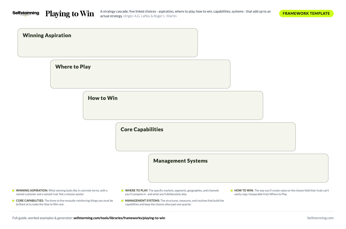 Playing to Win printable A4 template preview